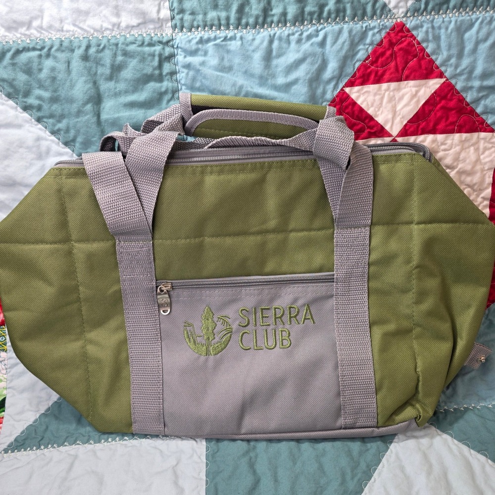 Sierra Club Insulated Cooler Bag‎ Green Gray Duffel Tote